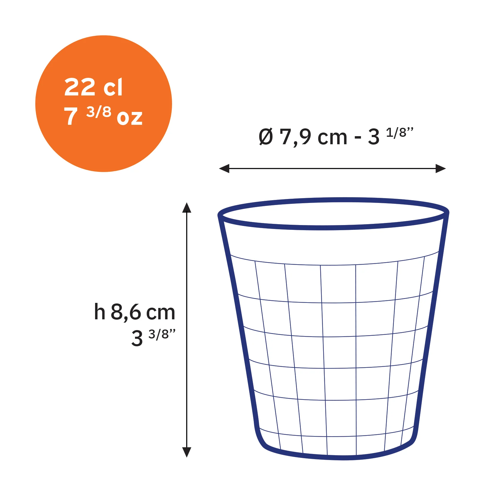 Prisme - Verre Bleu Marine 22cl  (Lot de 6) - Image 3